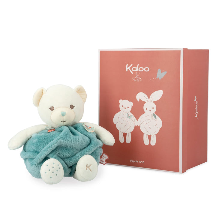 KALOO - Plume - Kokon der Liebe Grüner Bär - Weicher Plüschbär 30 cm - Grosses Baby-Kuscheltier - En