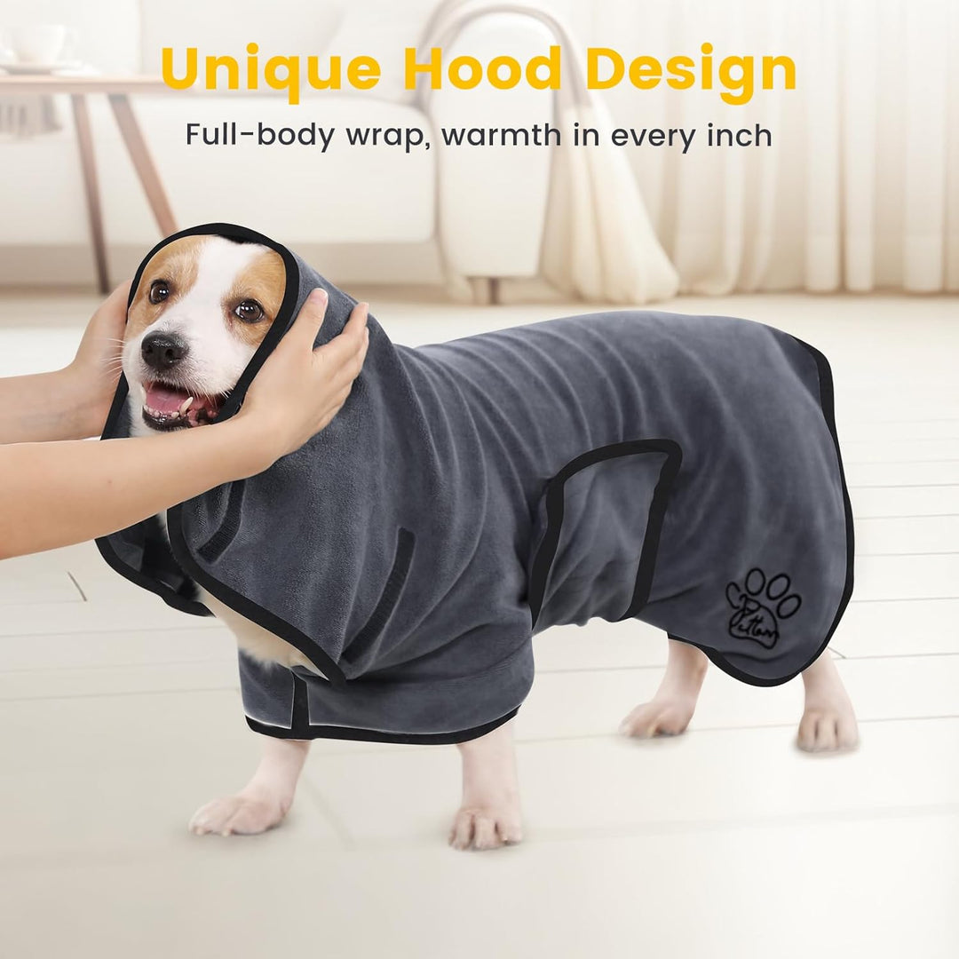 PETTOM Hundebademantel, Bademantel Hund mit Hohem Kragen, Hundebademantel für Grosse Hunde, Hunde Ba