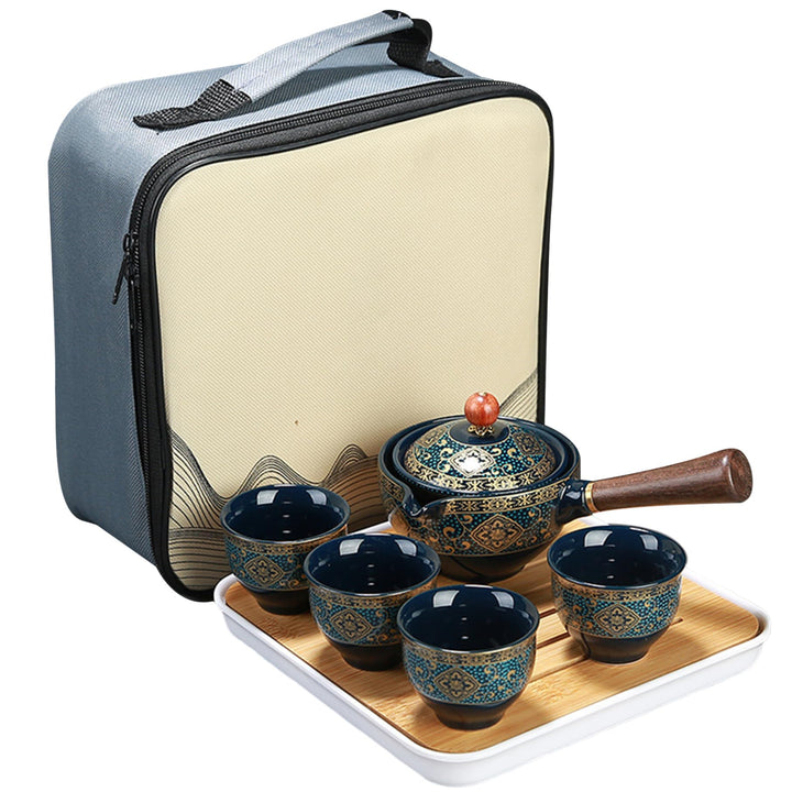 Reise-Tee-Set 360 ° rotierende Teekanne mit Anti-Scald-Griff Abnehmbarer chinesischer Tee-Set mit tr