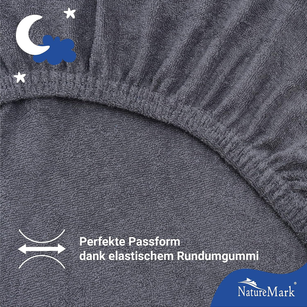 NatureMark 2er Pack Kinder FROTTEE Spannbettlaken, Spannbetttuch kuschelig weich, für Babybett und K