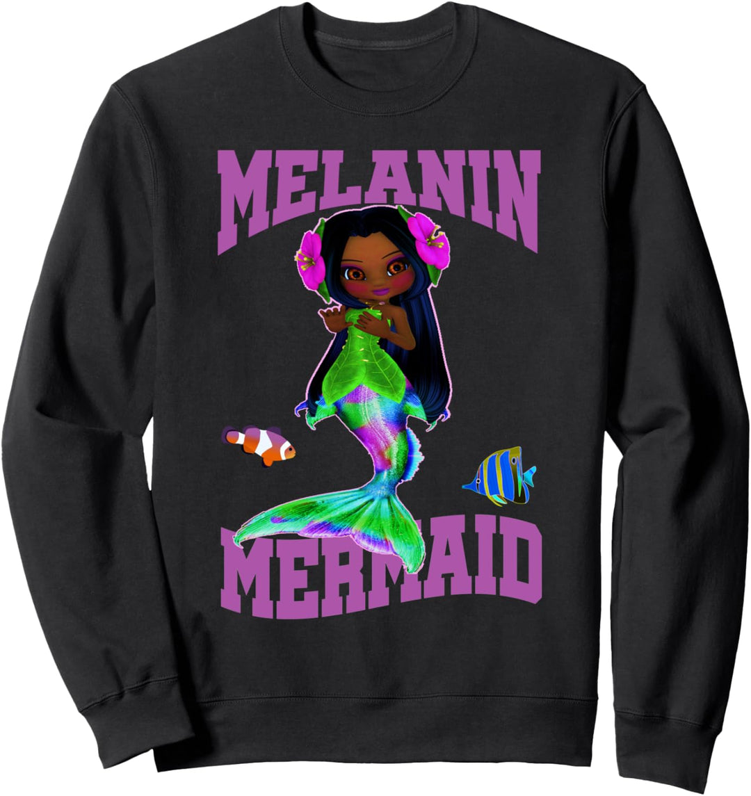 Mermaid Melanin Poppin African American Girl Sweatshirt