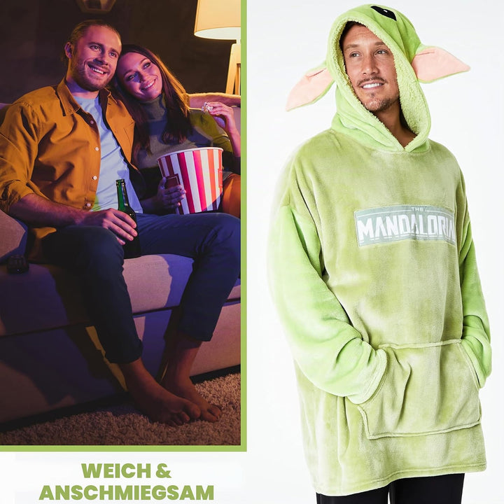 Disney The Mandalorian Hoodie Herren Oversized aus Fleece, Baby Yoda Pullover Herren