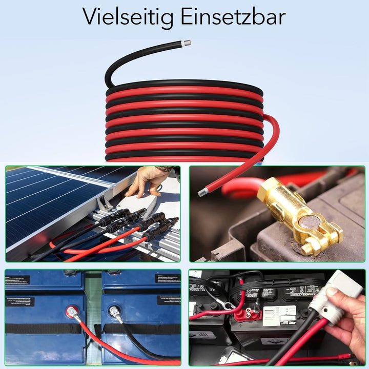 Solarkabel 6mm² Schwarz - 20m - UV-beständig, flexibel, Photovoltaik, PV Kabel, Solar Anschlusskabel
