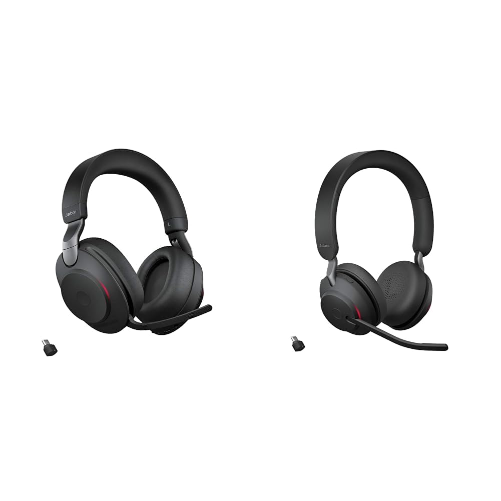 Jabra Evolve2 85 Wireless PC Headset – Noise Cancelling UC Certified Stereo Headphones & Evolve2 65