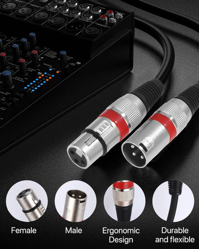 PERMUST 2 Pack XLR Kabel 10M Symmetrisches Mikrofonkabel, XLR-Stecker auf Buchse, Verlängerungskabel