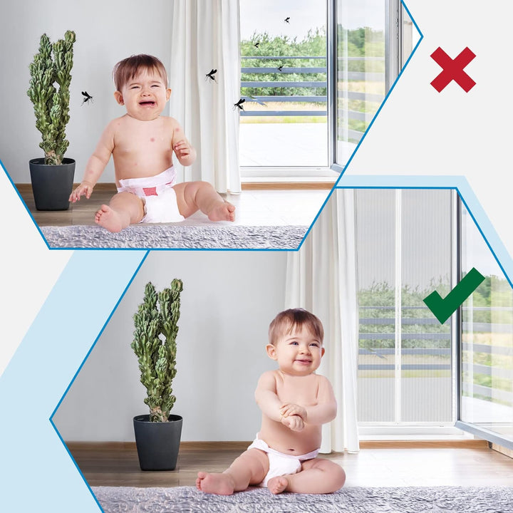 Fliegengitter Balkontür 110x210, Hohe Qualität Fliegengitter Tür Weiss Magnet, Erhältlich in Allen G
