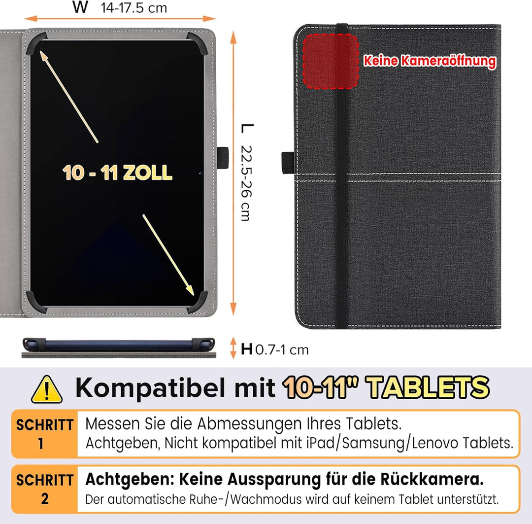DLveer Universal Hülle für Blackview Tab90 WiFi 11 Zoll, Cheerjoy Tablet 10.1 Zoll/TUOHAITIME Tablet