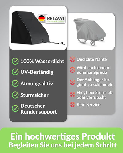 RELAWI Universal Fahrradanhänger Abdeckung als Regenschutz und Sonnenschutz für Thule, Croozer Qerid