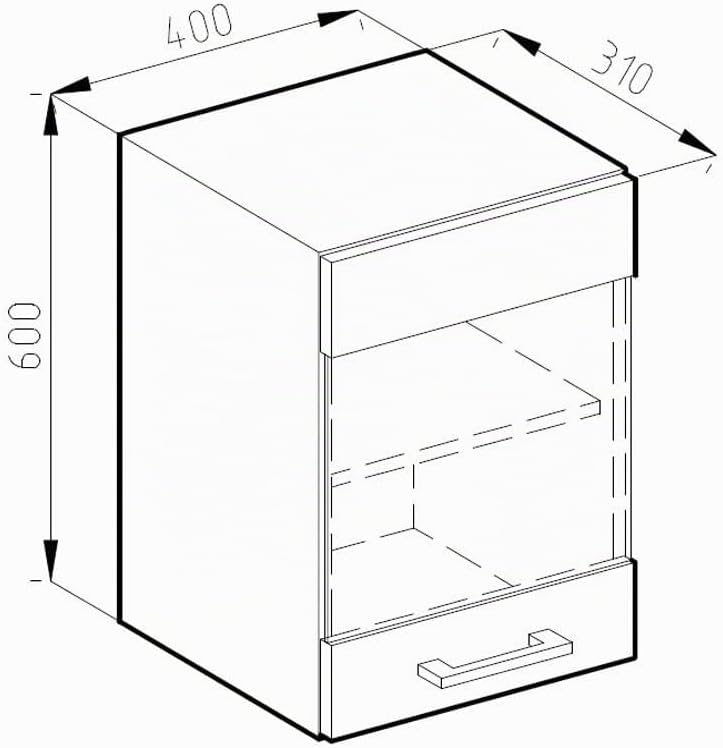 Vicco Küchenschrank Glas R-Line, Weiss Hochglanz/Anthrazit, 40 cm Weiss Hochglanz Hängeglasschrank 4