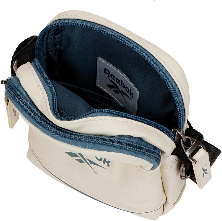Reebok Cincinnati Umhängetasche Zwei Fächer Weiss 12x16x3,5 cm Kunstleder Bandolera Dos Compartiment