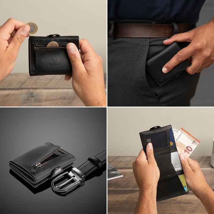 DONBOLSO NextGen BusinessLine, Slim Wallet, Leder mit Münzfach I Geldbeutel mit RFID Schutz I Karten