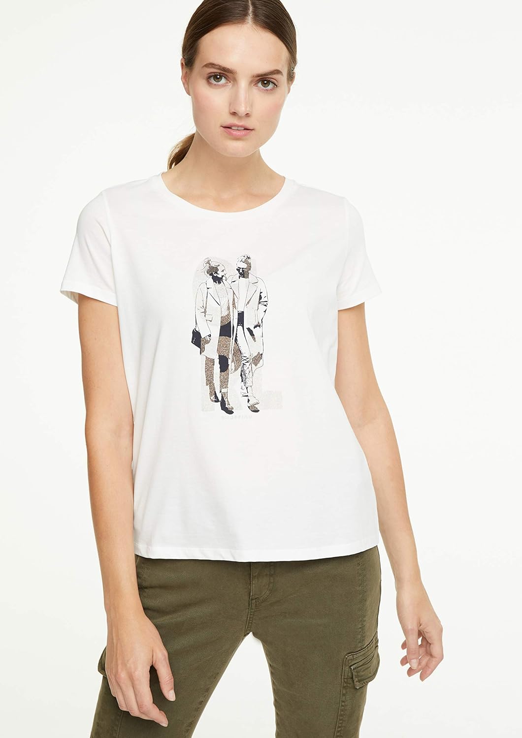 comma casual identity Damen Shirt mit Graphic-Print white placed print 42