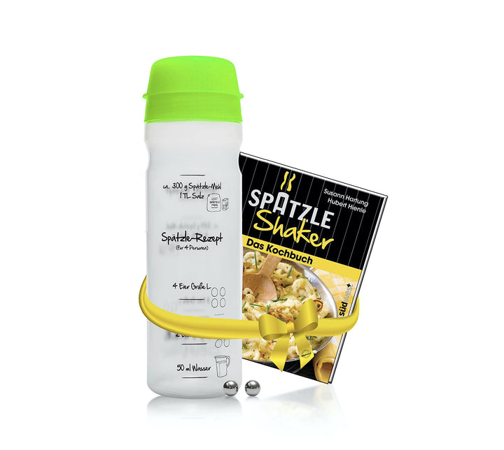 Einsteiger-Set zum Spätzle selber machen mit Spätzle-Shaker (875 ml grün) 4 Portionen & Rezeptbuch (