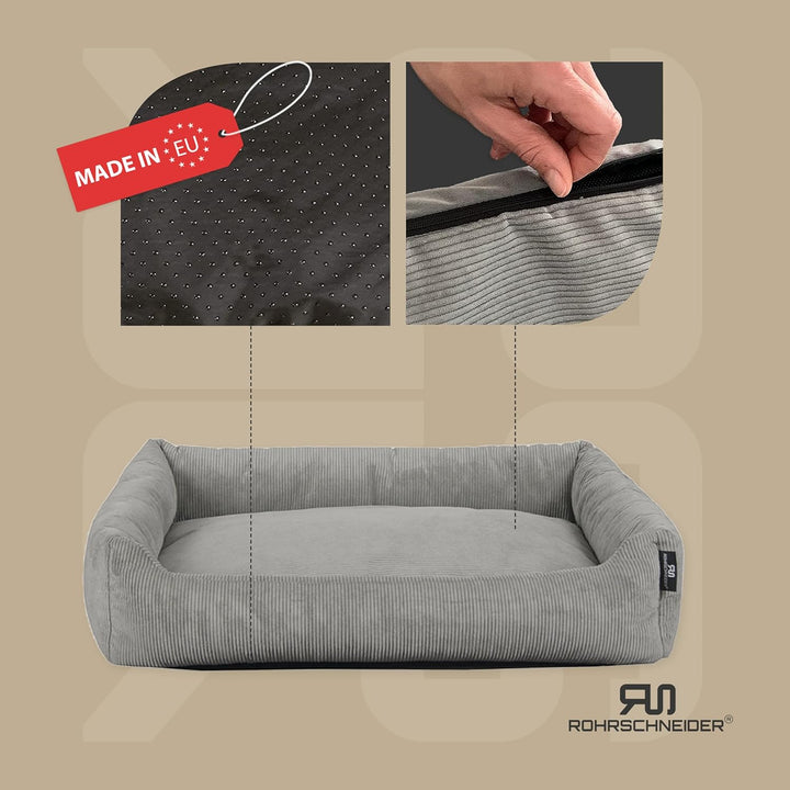 Rohrschneider Katzenbett Cordstoff mit Spielkugelset (Grau, feiner Cordstoff) Grau feiner Cordstoff,