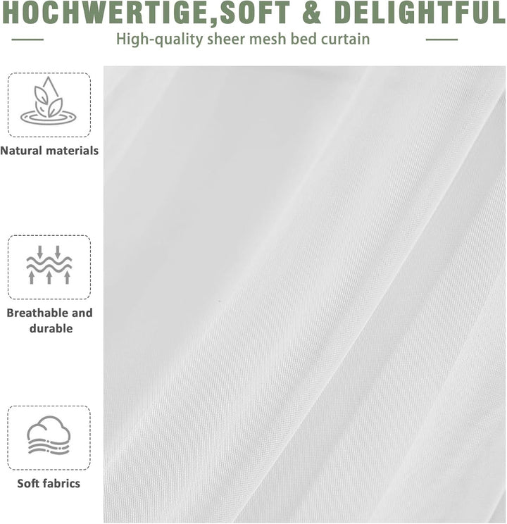 Hausbett Himmel Set 2-TLG - Betthimmel 150x350cm für Kinderbett Deko - Aus Atmungsaktivem Musselin m