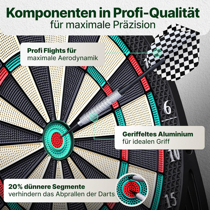 Ultrasport Elektrische Dartscheibe mit oder ohne Türen, Stahldarts mit Kunststoffflügeln für klassis