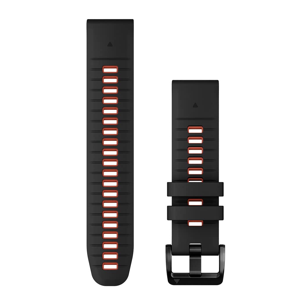 Garmin Unisex – Erwachsene QUICKFIT-Armband, Black & Flame Red Style 2 Pro, 22mm