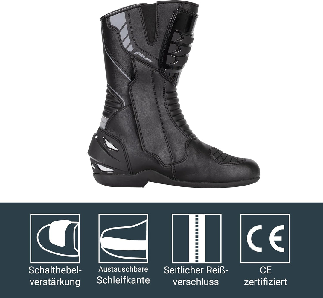 FRS-1 Motorradstiefel Herren & Damen, CE Zertifizierte Motorradschuhe, Racing Motorradstiefel mit Sc