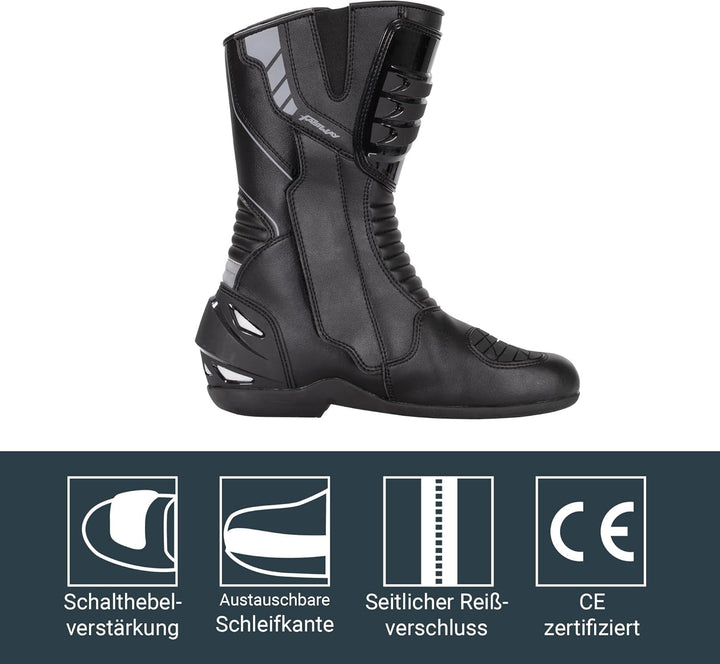 FRS-1 Motorradstiefel Herren & Damen, CE Zertifizierte Motorradschuhe, Racing Motorradstiefel mit Sc