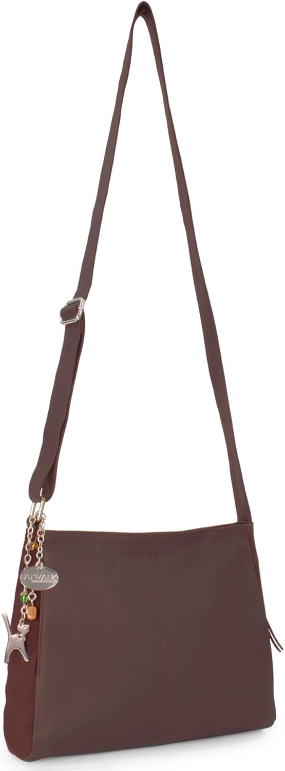 Catwalk Collection Handbags - Damen Umhängetasche Mittelgross - Crossbody Bag - Leder und Wildleder