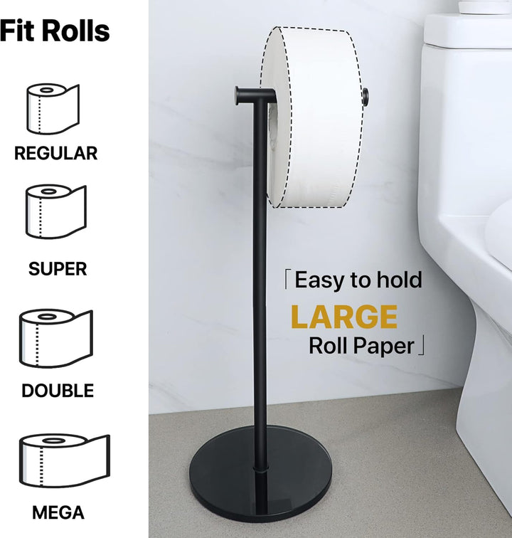 Toilettenpapierhalter Stehend, SAYAYO Klopapierhalter Stehend mit Gehärtetem Glas Basis Schwarz Edel