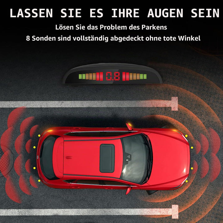 CoCar Auto Rückfahrwarner Einparkhilfe 8 Sensoren Einparkassistent Einparksystem PDC + LED Anzeigen