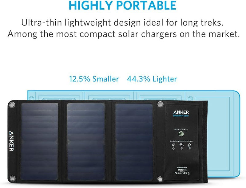 Anker PowerPort Solar Ladegerät 21W 2-Port, USB Solarladegerät für iPhone 7 / 7s / 6s / 6, iPad Air