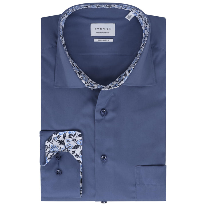 ETERNA Hemd Langarm | Comfort Fit | Bügelfrei, Knitterfrei | 100 % Baumwolle 41 Blau-(17), 41 Blau-(