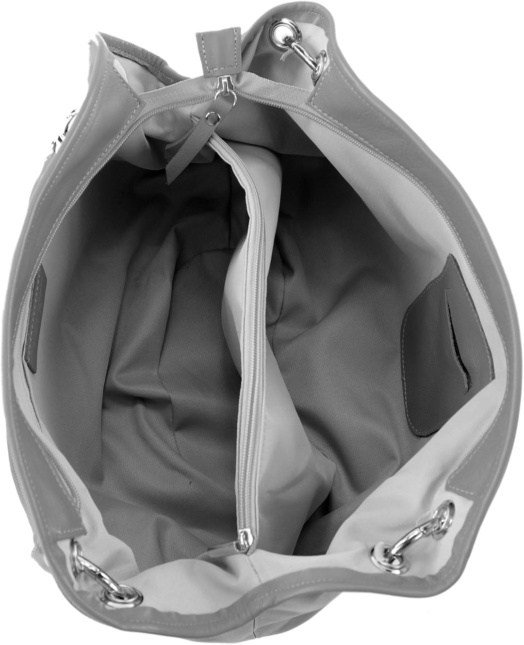 modamoda de - IT40 - ital. Damen Schultertasche aus Leder Dark Chocolate Leder, Dark Chocolate Leder