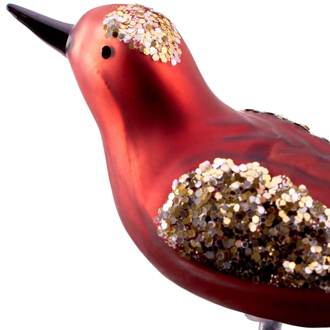 com-four® 6X Vogel auf Clip - glänzende Vögel mit Langen, weissen Schwanzfedern - Zierschmuck für di