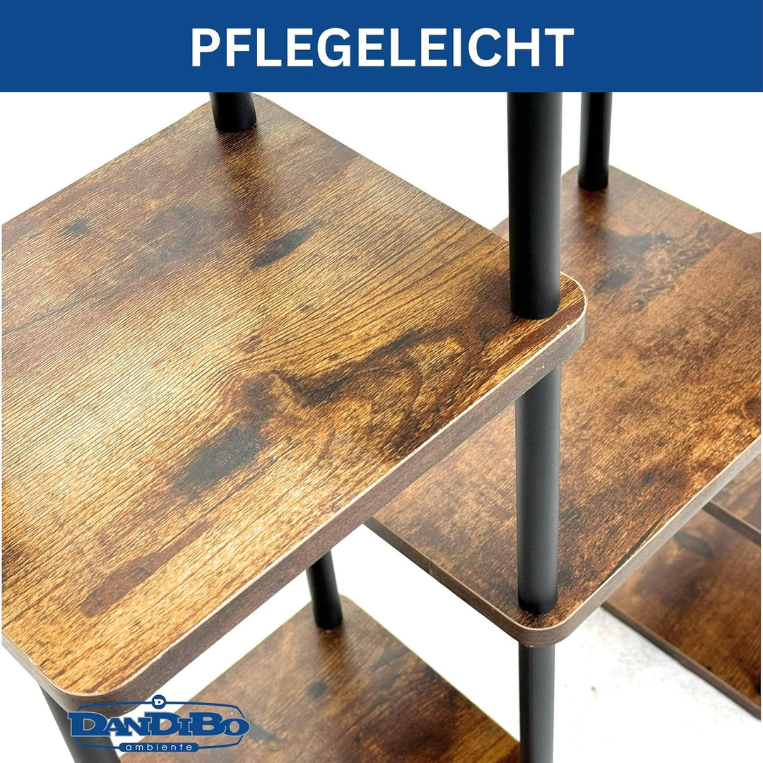 DanDiBo Blumenregal Indoor Metall Schwarz 6 Etagen Holz 96584 Blumentreppe 100 cm Pflanzenständer Mo