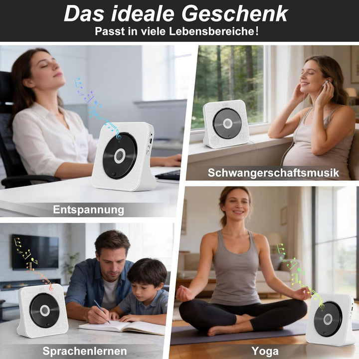 CD Player Tragbar Bluetooth 5.0 CD Spieler Tragbarer CD-Player mit Fernbedienung HiFi-Sound Lautspre