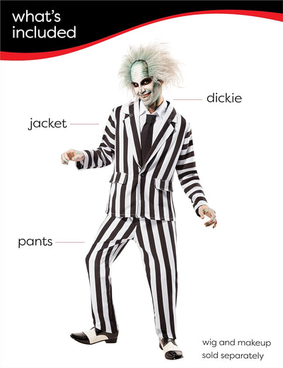 Rubie's Offizielles Beetlejuice Deluxe-Kostüm für Erwachsene, Standard/Medium STD, STD