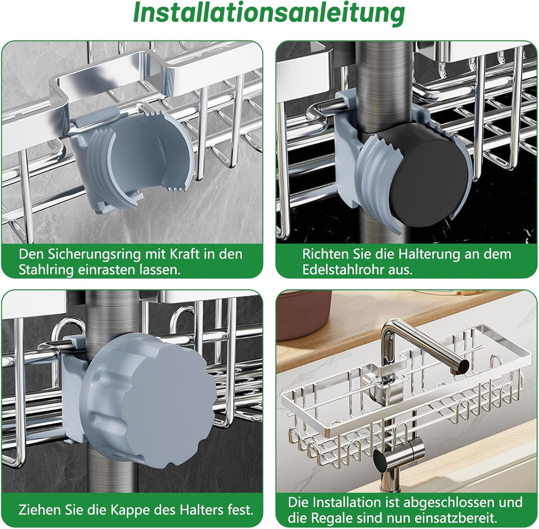 Duschablage ohne Bohren für Duschstange 18–25mm, Edelstahl Duschkorb ohne Bohren, Shampoo Halterung