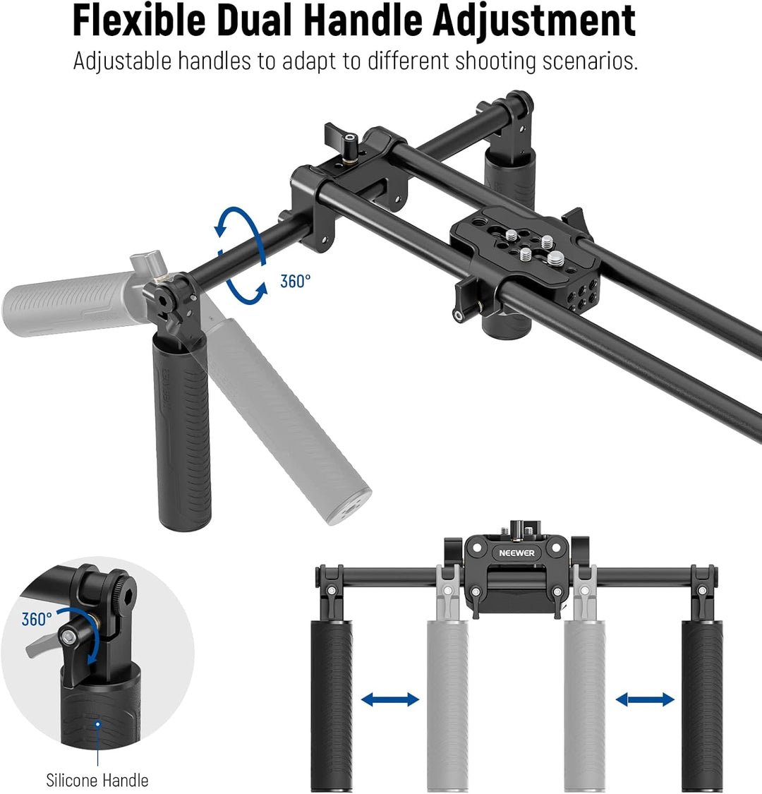 NEEWER Universal Shoulder Rig Set, 16"/40cm Erweitertes 15mm Stange Unterstützung System Kamerastabi