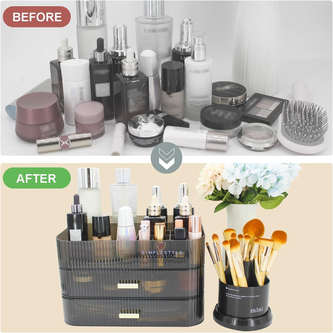 Makeup Organizer mit 2 Schubladen, Kosmetik-Organizer für Schlafzimmer und Bad Eitelkeit Arbeitsplat