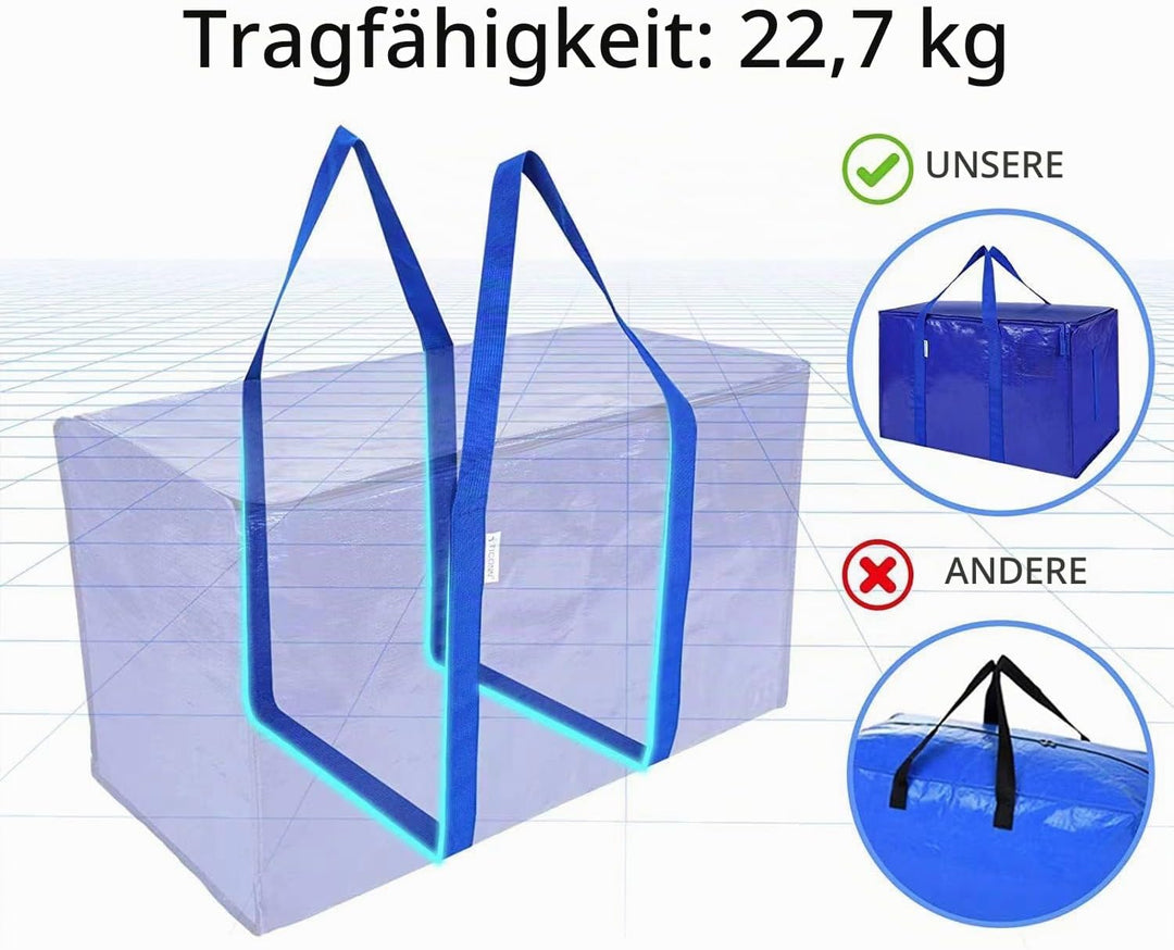 Cinnani 6 Stück Aufbewahrungstasche XXL，90L Starke Umzugstaschen für Kleidung, Solide &amp; wasserdichte