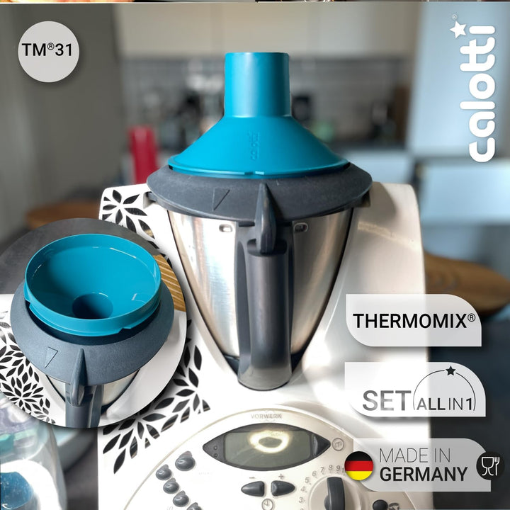 Multitools für Thermomix TM31 - Trichter, Mixraumverkleinerer, Dampfkamin, Spritzschutz, Teigblume,