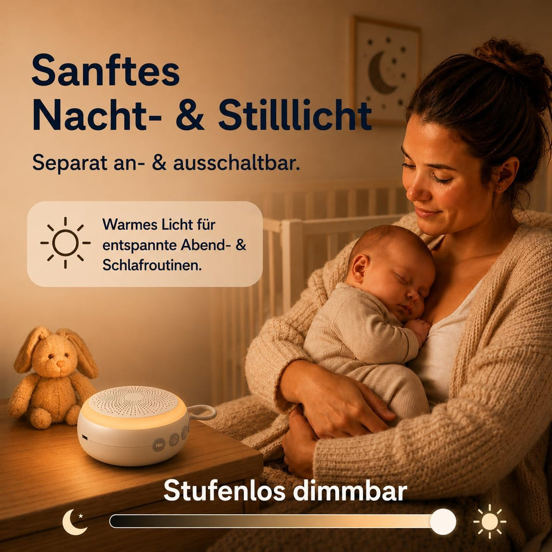 Baby Einschlafhilfe mit Nachtlicht - Tragbare White Noise Sound Maschine mit 16 beruhigenden Geräusc