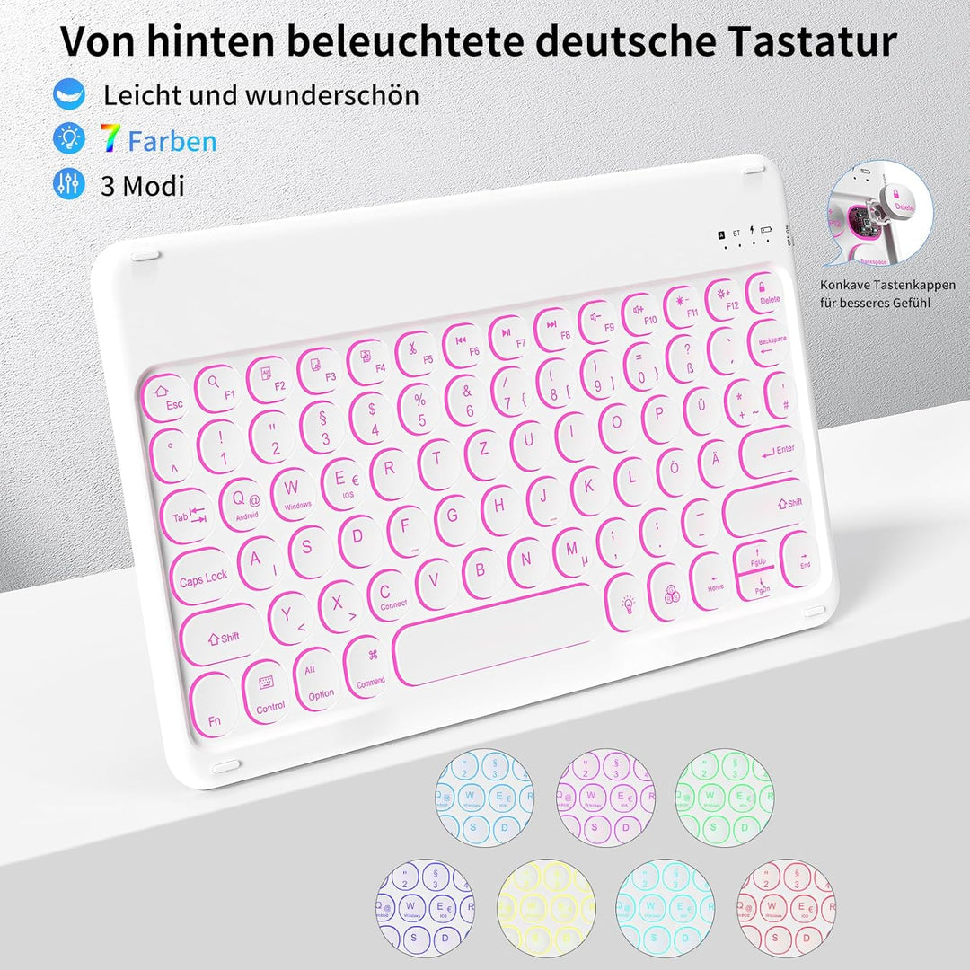 aoub Hülle mit Tastatur für iPad 9./ 8. / 7. Generation, Beleuchtete Tastatur mit Hülle für iPad 10,