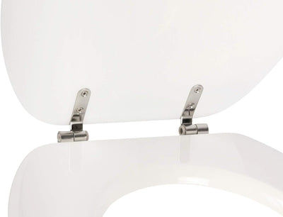 'aquaSu® WC-Sitz Bingo, Weiss, Toilettensitz mit Holz-Kern & Edelstahl-Scharnier, ovale Standard O F