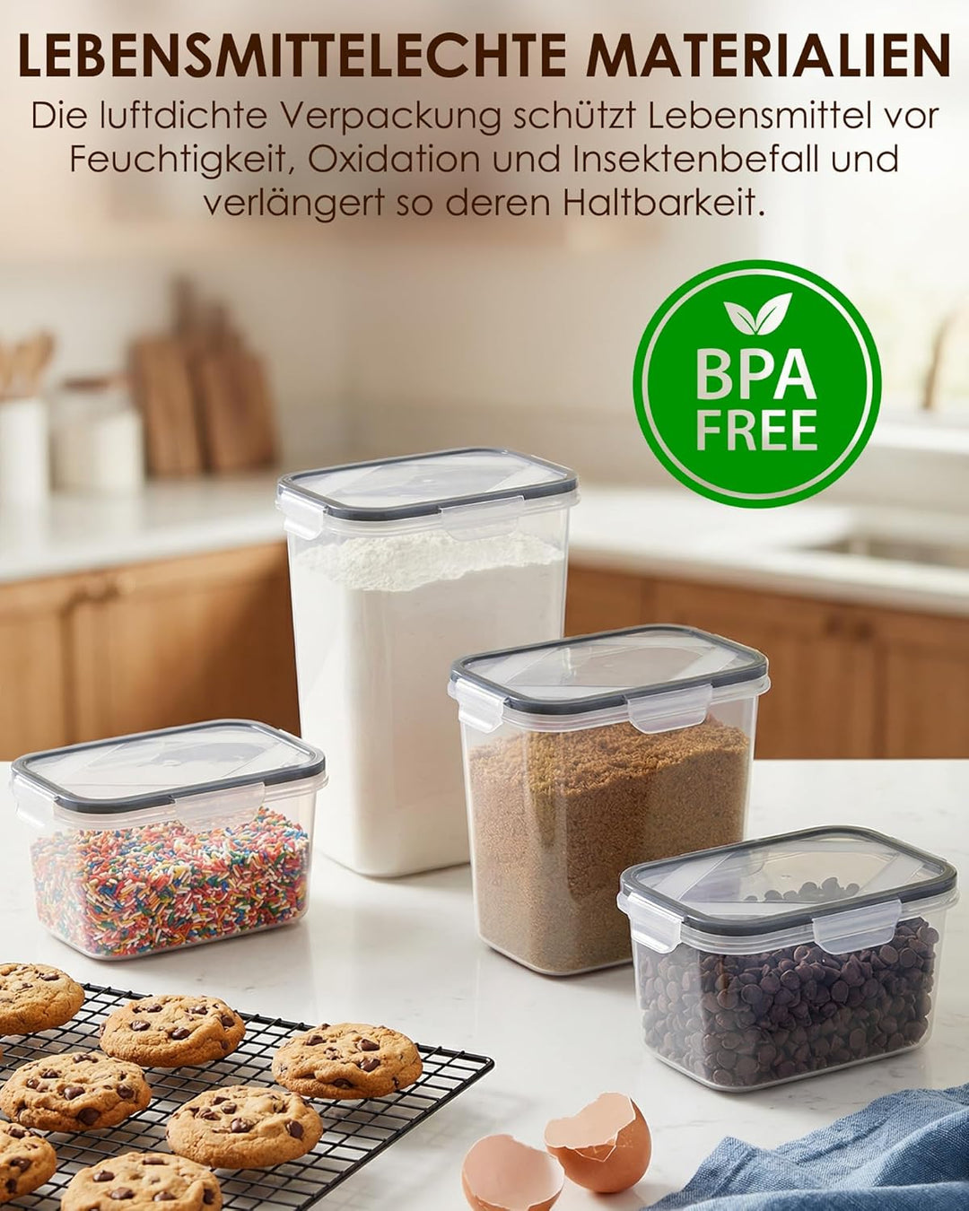 Vorratsdosen mit Deckel luftdicht, 16 Stück, Stapelbare Vorratsbehälter BPA-frei, Frischhaltedosen a
