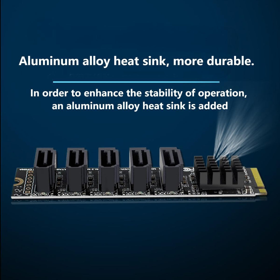 ChenYang 5 Ports M.2 auf SATA Adapter, M Key NVME 1 auf 5 SATA 3.0 Port Erweiterungskarte mit JMB585