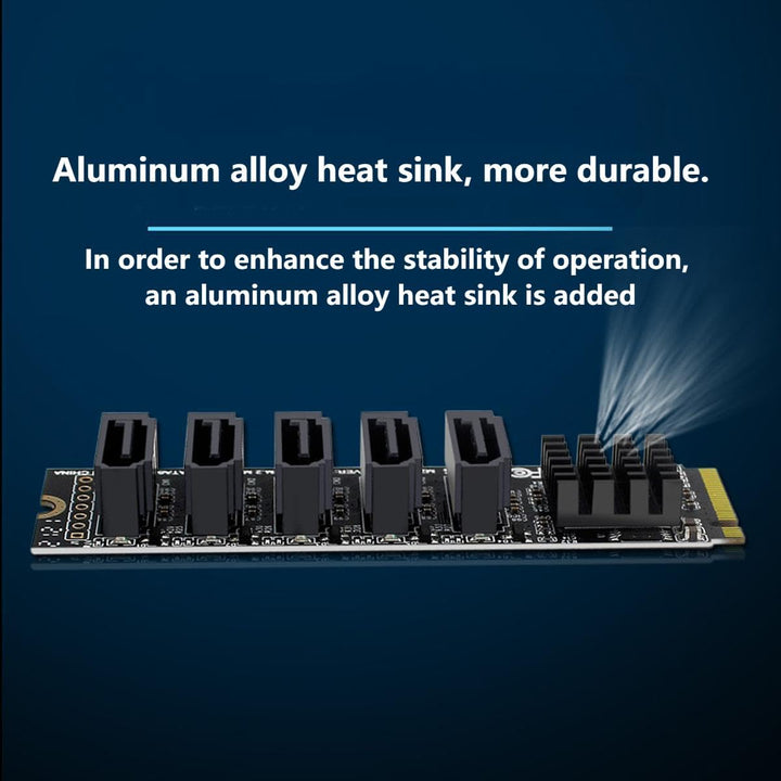 ChenYang 5 Ports M.2 auf SATA Adapter, M Key NVME 1 auf 5 SATA 3.0 Port Erweiterungskarte mit JMB585