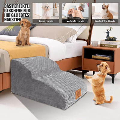 Myiosus Hundetreppe für Kleine Hunde, 2 Stufen Haustiertreppe, Hunde Treppen aus Schwamm für Sofa Be