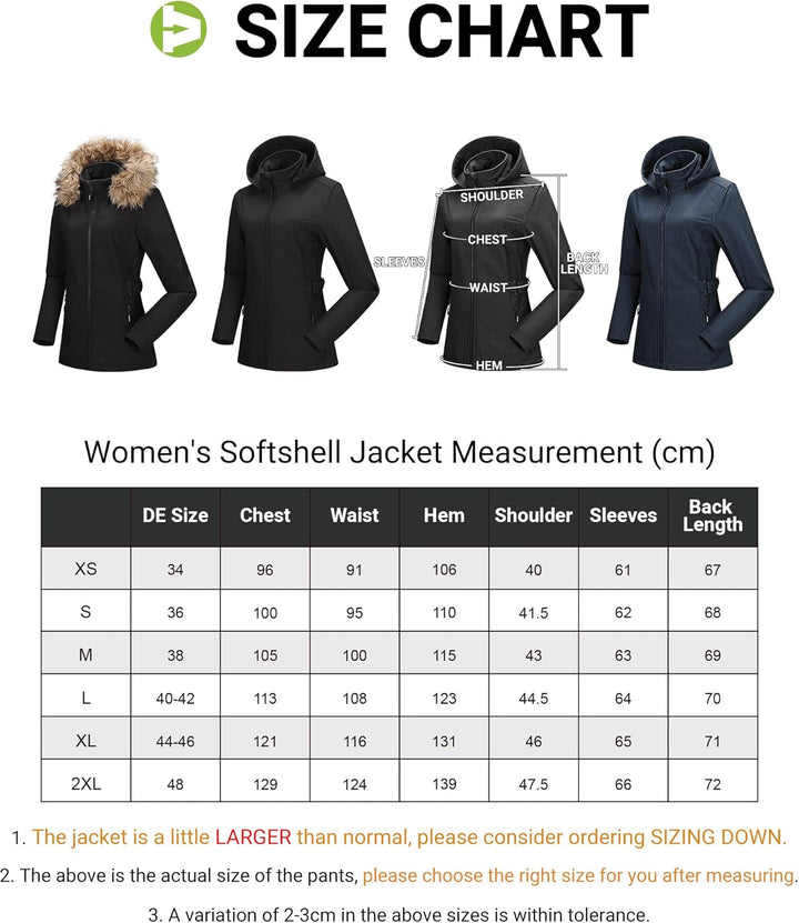 Outdoor Ventures Damen Softshelljacke Kurze Gefütterte Funktionsjacke Wasserdichte Übergangsjacke mi