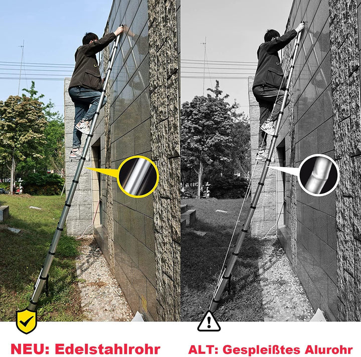 Teleskopleiter Ausziehbare Leiter, Klappleiter Stehleiter Rutschfester, aus hochwertigem, Ausziehlei