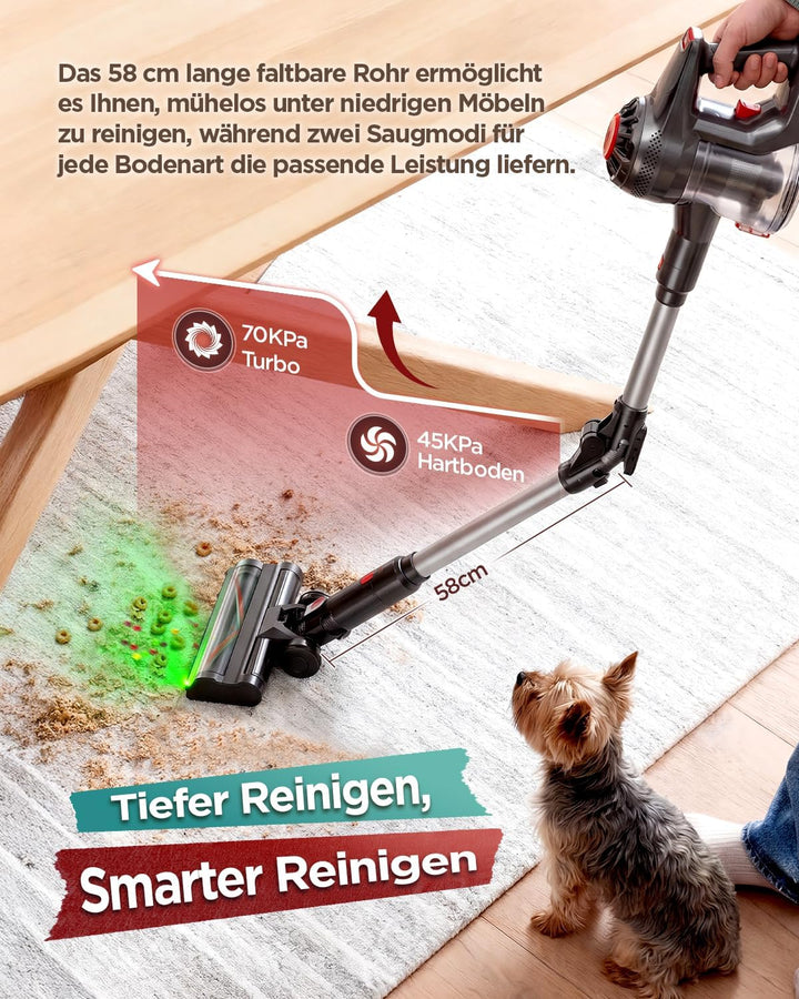 CM120 Staubsauger mit Kabel, 70KPa/600W Kabelstaubsauger Con Bacchetta Pieghevole, Wandhalterung, Mu