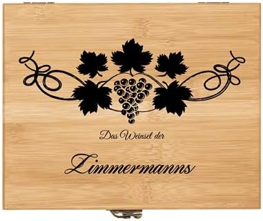 Maverton Weinöffner-Set personalisiert Weinset Sommelier Set - Geschenkbox Holzbox + 8er Weinzubehör