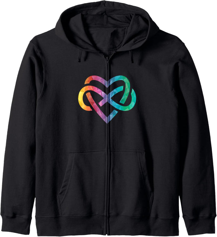 Niedriges Poly-Polyamid Rainbow Infinite Heart LGBTQIA Pride Kapuzenjacke